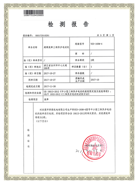YE3-160M-4報(bào)告-檢測(cè)報(bào)告